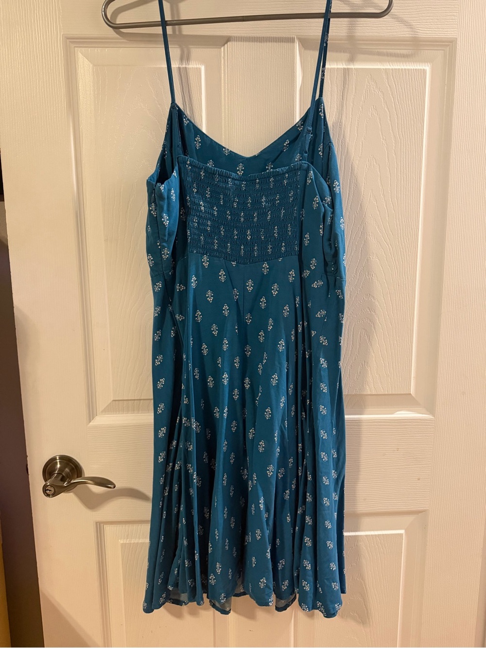 Old Navy Teal Blue Spaghetti Strap Dress with White Floral Accents - Picture 2 of 3
